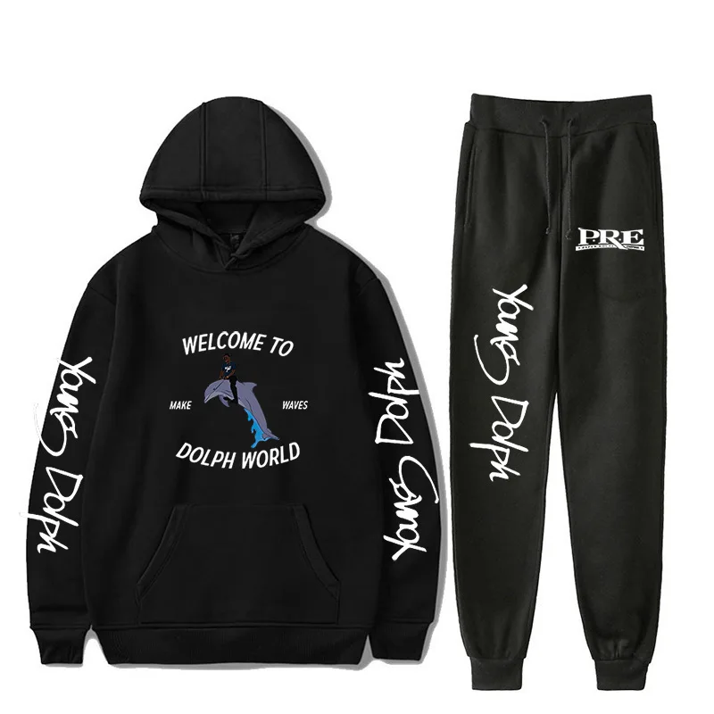 Rapper Young Dolph Men\'s Sportswear Sets Casual Tracksuit Two Piece Set Top and Pants Sweat Suit Male Sporting Suits Streetwear