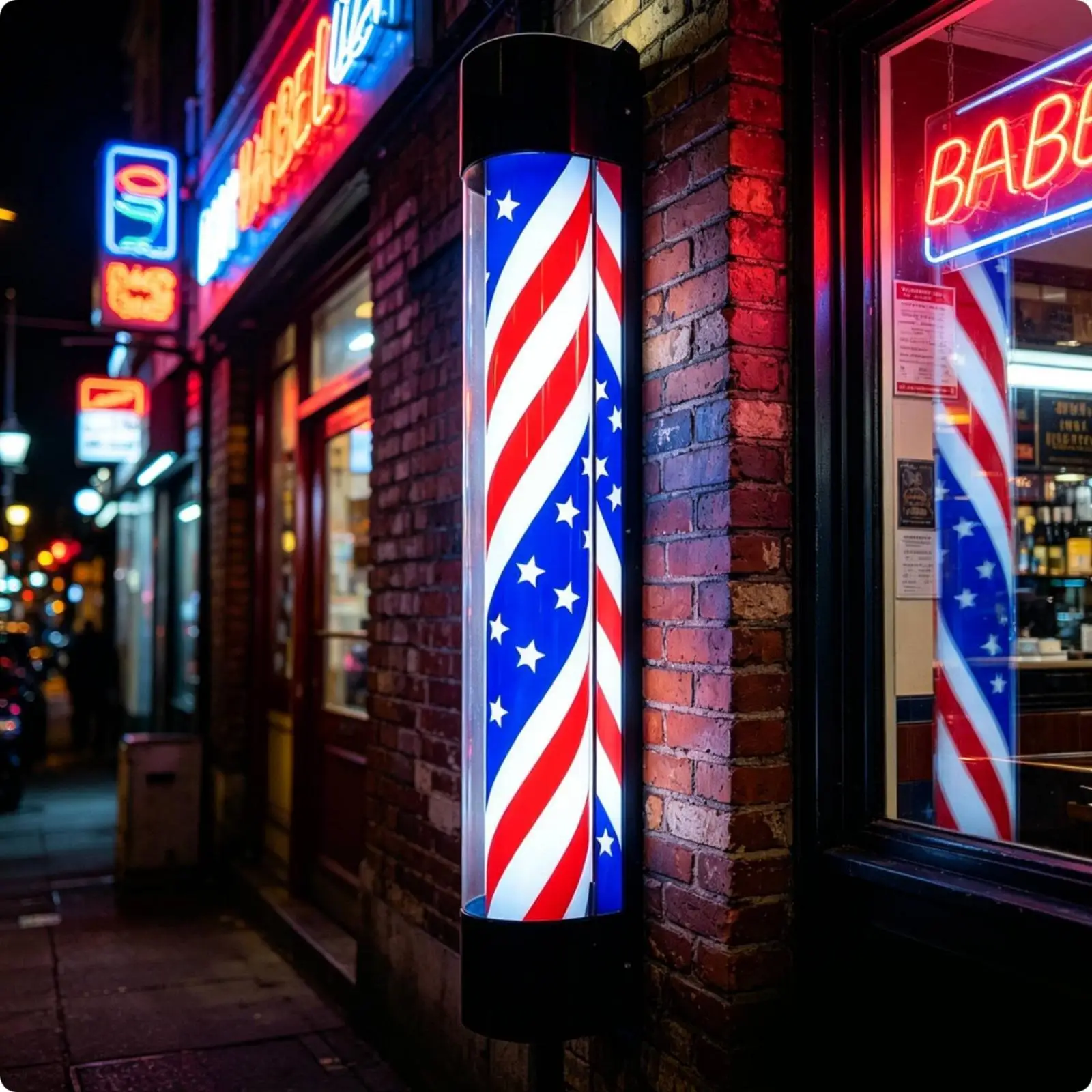 LED Rotating Barber Pole Light Wall Sign for Beauty Salon Station Barbershop Decoration Display