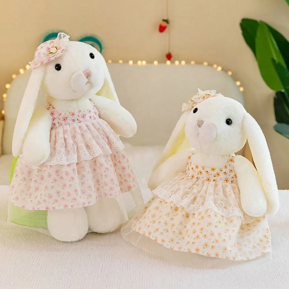 

Stuffed Animal Skirt Rabbit Doll Lop Rabbit Floral Skirt Kapok Rabbit Plush Toys Long Ear Kawaii Bunny Stuffed Doll Friends