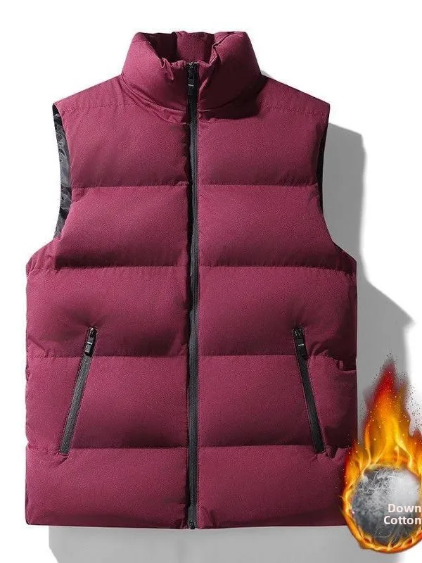 Men's Fleece Lined Thickened Vest Warm Base Layer Shirt Autumn Winter Fashion Loose Fit Zipper Closure  Color Youth Style