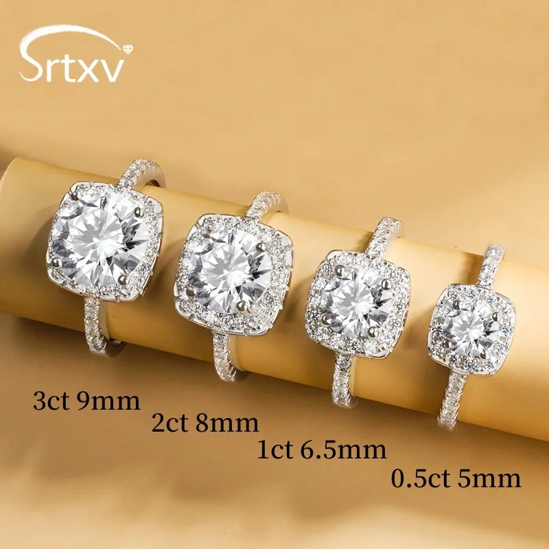 

0.5CT-3CT D Color VVS1 Moissanite Diamond Rings For Women S925 Sterling Silver Bride Wedding Promise Band Jewelry GRA Certified