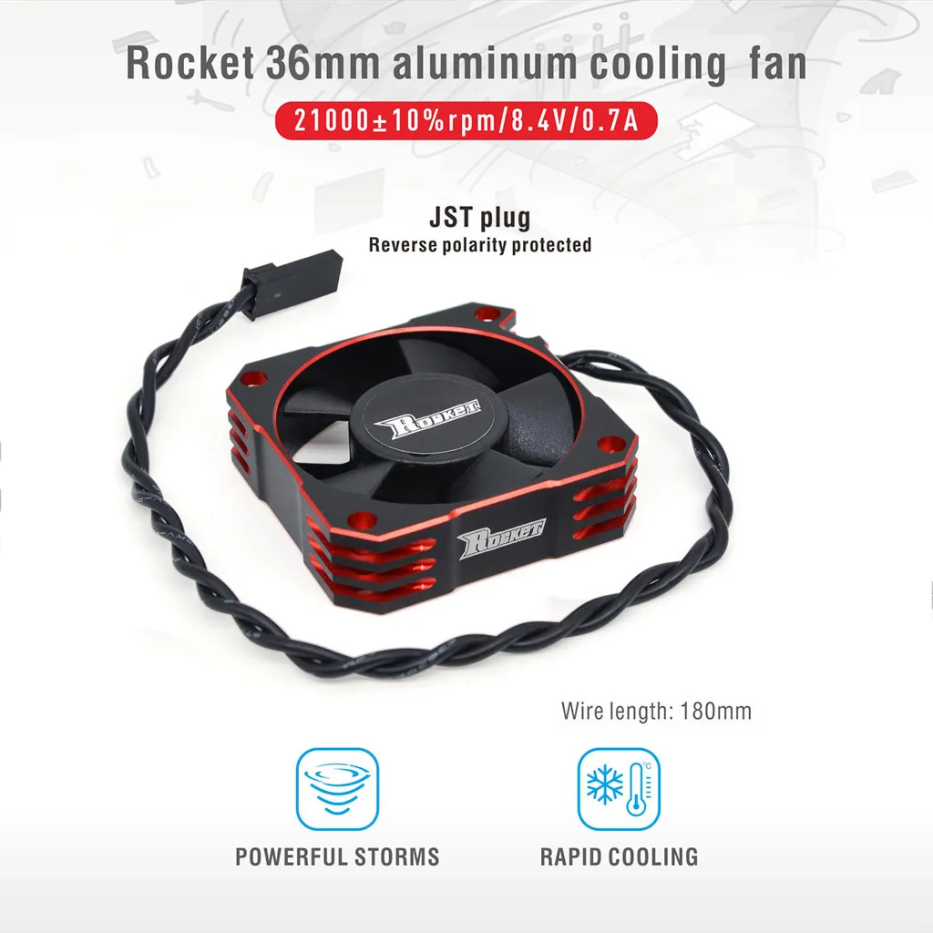 Surpass Hobby Rocket 25mm 30mm 36mm 40mm 50mm ventola di raffreddamento in metallo per la dissipazione del calore del motore RC ESC-rosso e nero