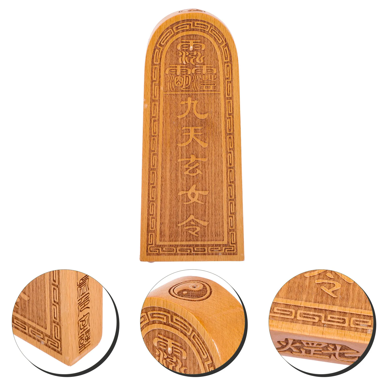Estatua de Madera de Melocotón Tallada con Símbolo Xuan Nu, Adorno Taoísta para Decoración del Hogar, Amuleto de Protección y Exorcismo para Mesa de Altar