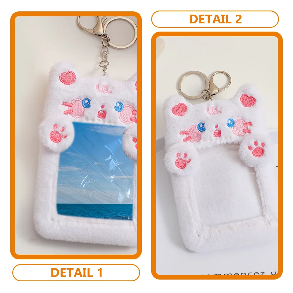 Plush Animal Card Holder Keychain Postcards Id Holders Visible Student Cover Sleeve Decor