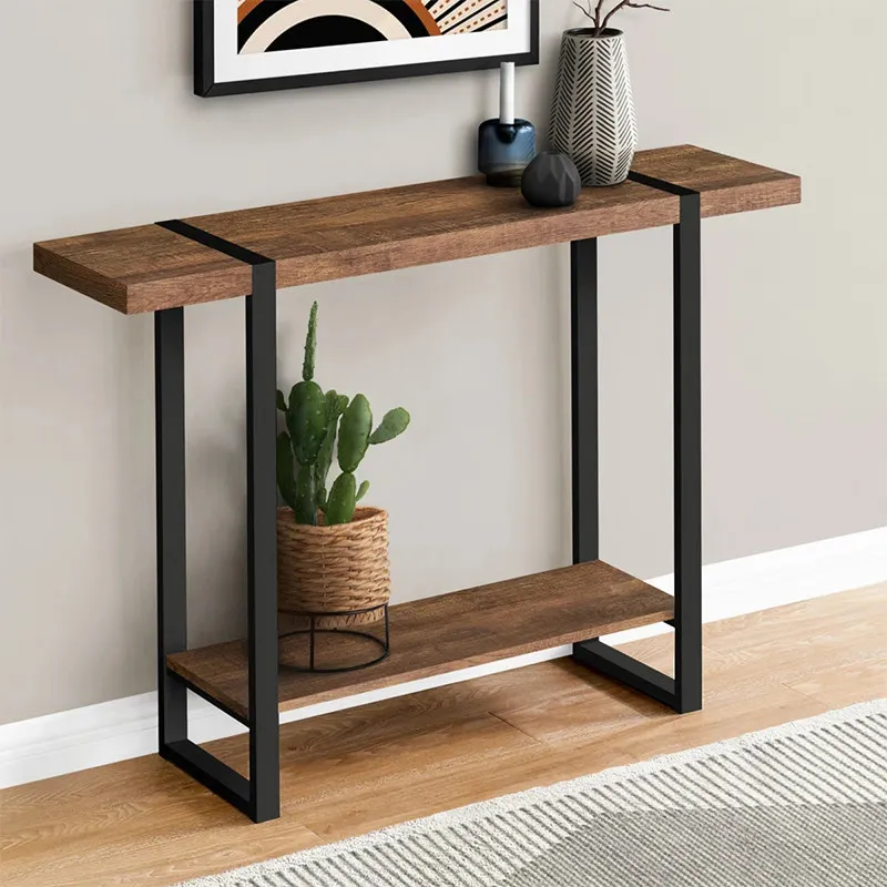 

‌Rustic American Entryway Table Solid Wood Narrow Console Desk Farmhouse Kitchen Sideboard Multi-Functional Hallway Shelf