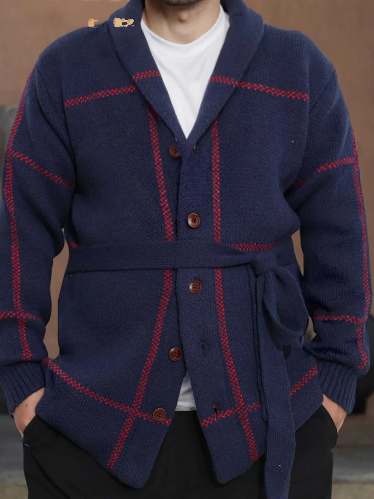 

Thiened вязаный свитер для мужчин, длинный открытый кардиган с вышивкой в стиле ретро, осенний повседневный свободный крой, молодежный длинный све