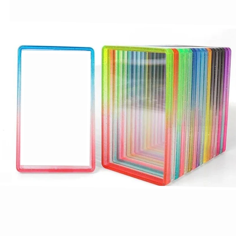 5pcs  for PSA Grading Card Sleeve Gradient Glitter TPU Anti-drop Display Case with Backing Board Protective Cover