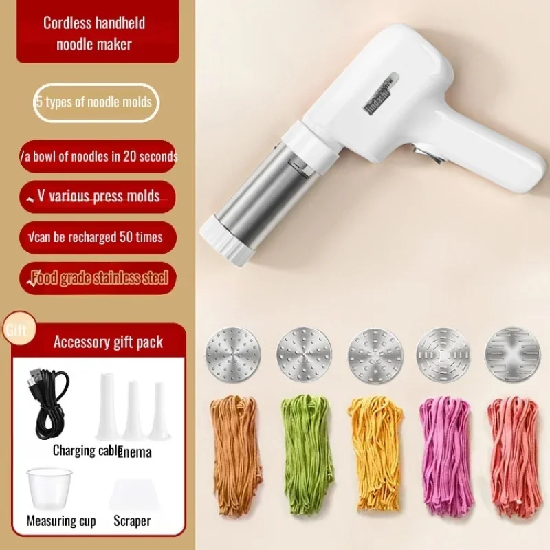 

Handheld Noodle Press Machine Lithium Battery Powered Portable Pasta Maker Large Capacity Dough Stamping Tool for Home Kitchen