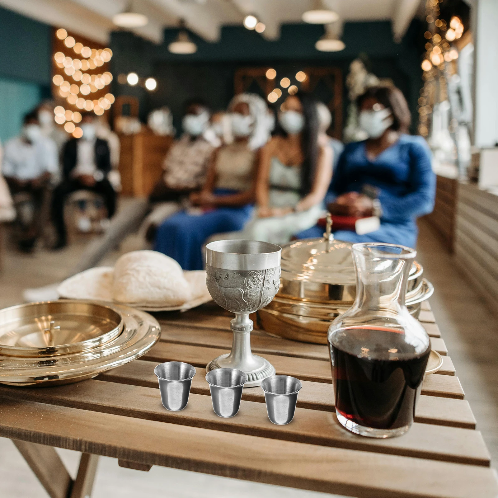 

10 Pcs Stainless Steel Communion Cups Stackable Religious Mug Silver 304 Grade Easy Clean Church Use Compact Design