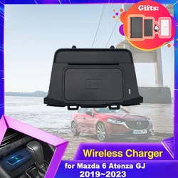 15W Car Wireless Charging for Mazda 6 Mazda6 Atenza GJ 2019~2023 Armrest Box Phone Fast Charger Plate Panel Accessories iPhone