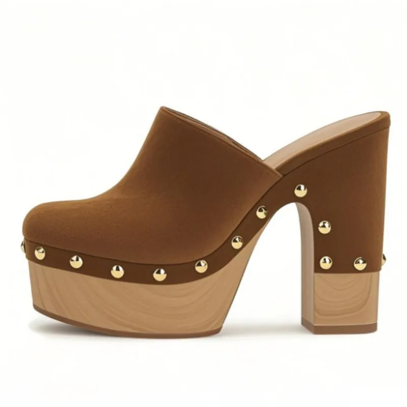 شباشب نسائية عصرية بكعب عالٍ من SHOFOO. شبشب مخملي مغلق عند الأصابع. ارتفاع الكعب حوالي 15 سم. النعال ذات الطراز الغريب.