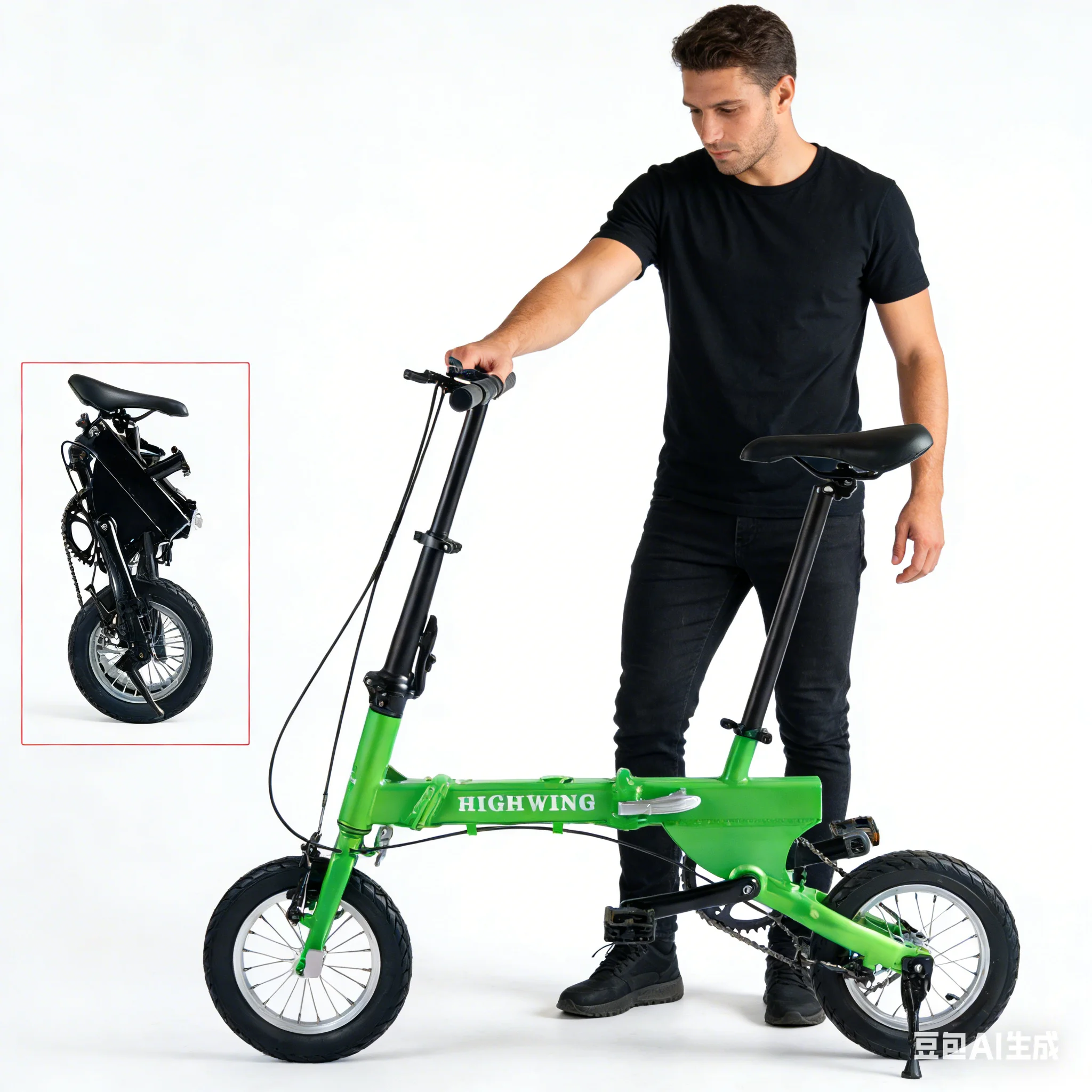 Three-Section Folding Bicycle 14-Inch Variable Speed, Off-Road Hill Climbing Mantis Lady Work Bike Subway