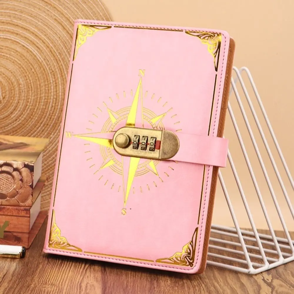 Creativo A5 Retro Notebook Diario addensato Blocco password Notebook Ledger Cancelleria Codebook vintage Scuola