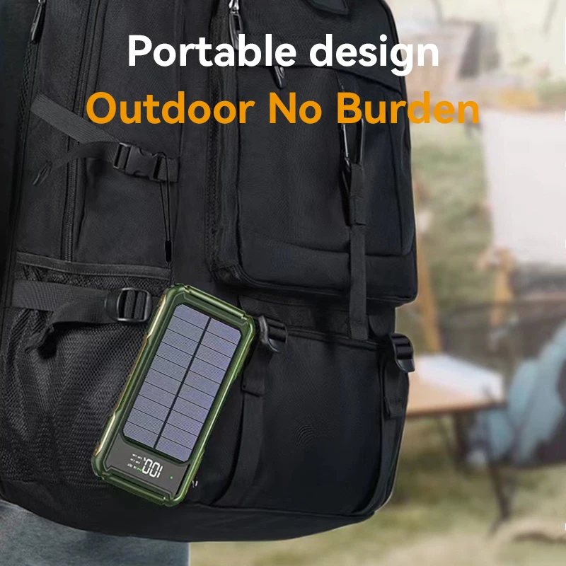 

500000mAh Solar Powerbank Portable Large Capacity Charger Fast Charging With Four Cables Digital Display For Ios Android Xiaomi