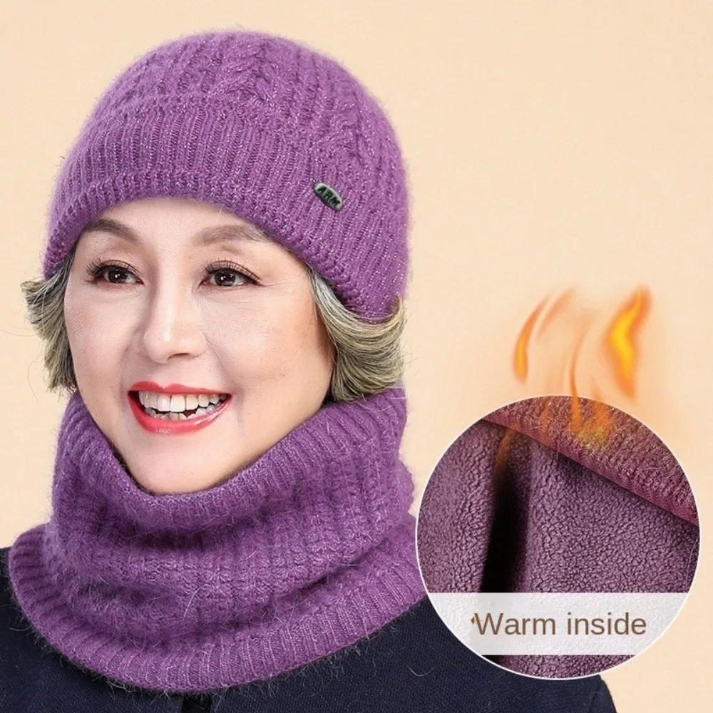 Gorros de punto cálidos para invierno al aire libre, conjunto de bufanda y gorro grueso y cálido a prueba de viento para invierno, gorro de regalo con protección para los oídos, conjunto calentador de cuello para mujer