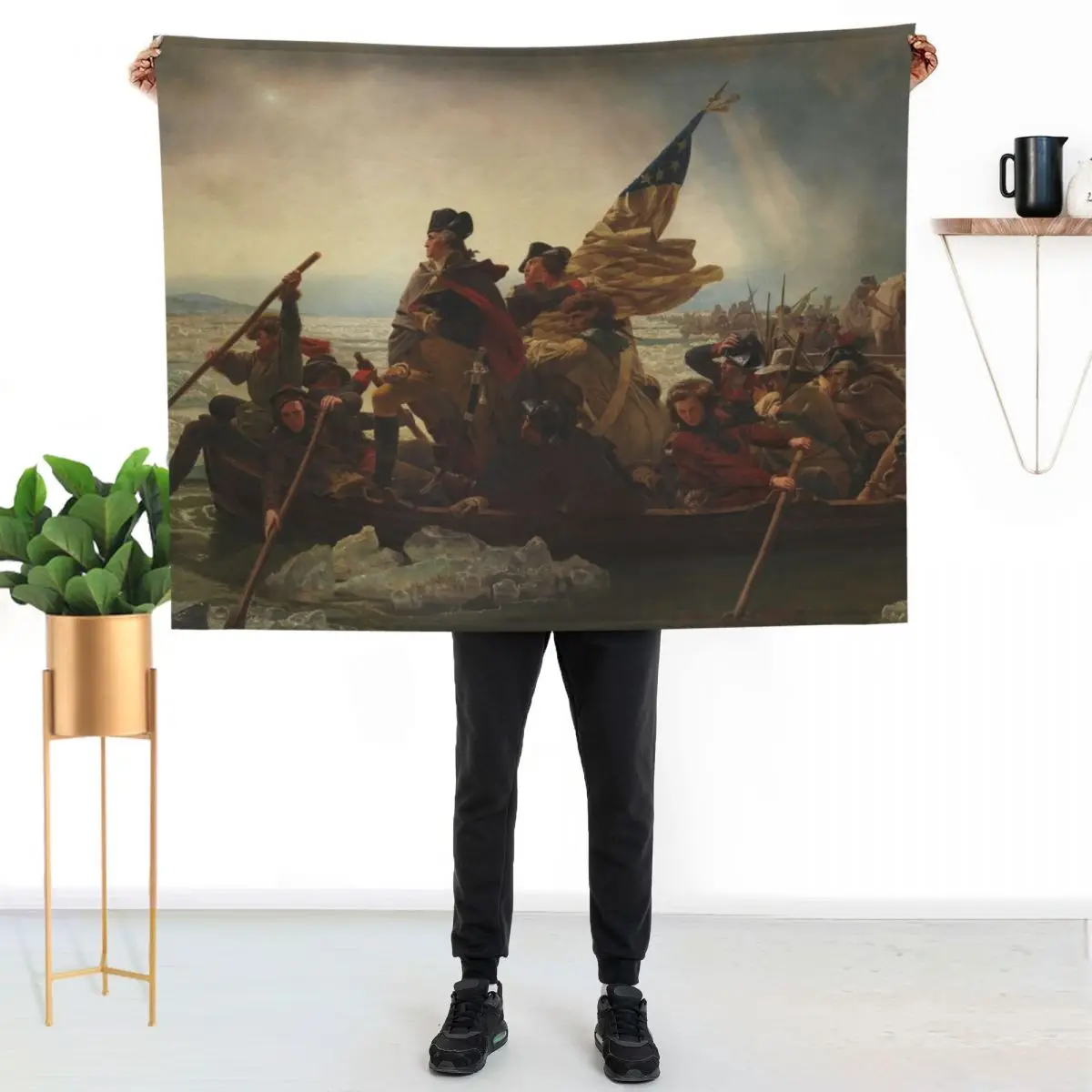 Washington Crossing the Delaware Throw Blanket Decorative Beds warm for winter bed plaid halloween Shaggy Plush Blankets