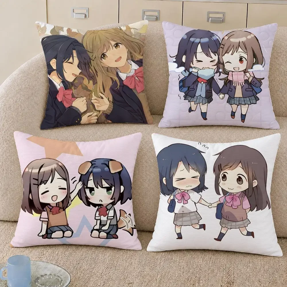 Anime Adachi and Shimamura Yuri Manga Cushion Cover Decorative Pillowcase Soft Short Plush Cozy Durable Sofa Home Decor Items