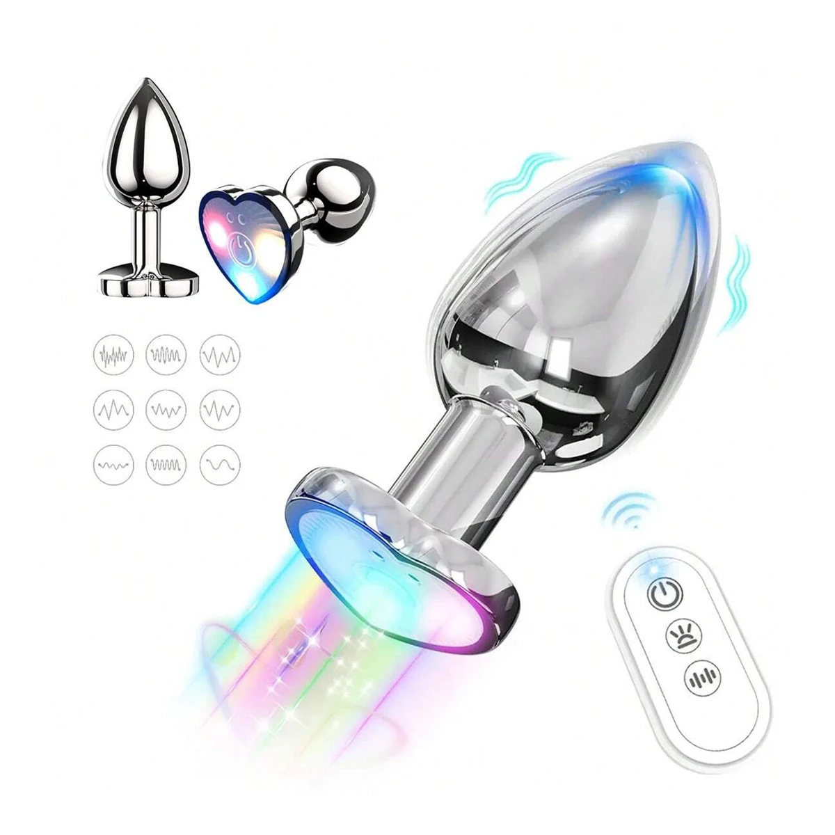 Heart-shaped Vibrating Luminous Anal Plug App Control Metal Butt Plug Remote Operation Of Mobile Phone Anal Dildo Adult Sex Toys