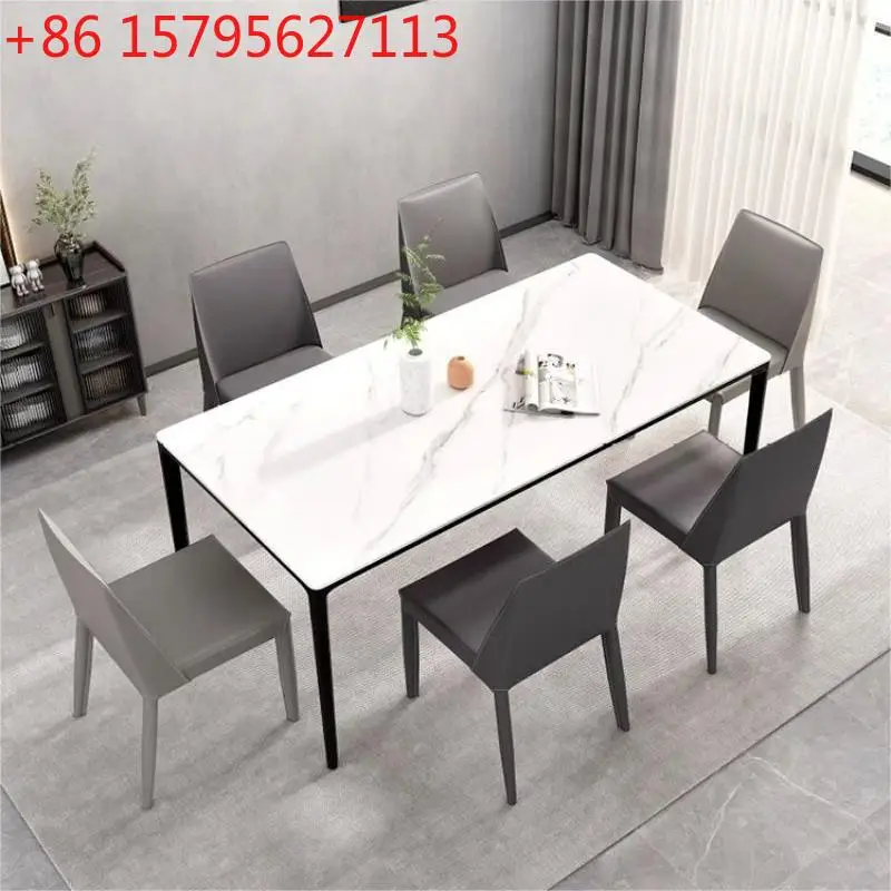 

Slate dining table household small apartment light luxury modern simple dining table Italian new minimalist dining table and