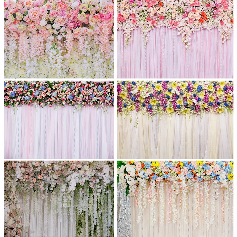 

Wedding Scene Arch Flower Photography Backdrops Props Flora Curtain Valentine's Day Decors Theme Photo Studio Background FL-13