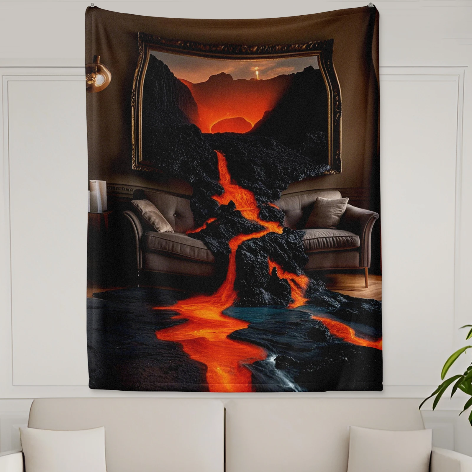 Manta de tapiz de lava de volcán con diseño de arenos para decoración creativa de habitaciones y ambiente único de inspiración natural