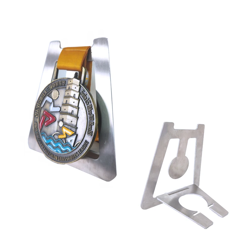 Customizable Stainless Steel Marathon Medal Hanger, Fingerprint-Resistant, Durable Single Medal Display Rack for Runners