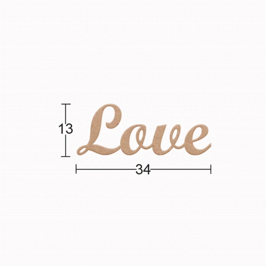 DS120 Decorative Wall Ornament Love, Unpainted Mdf Wood Ornament