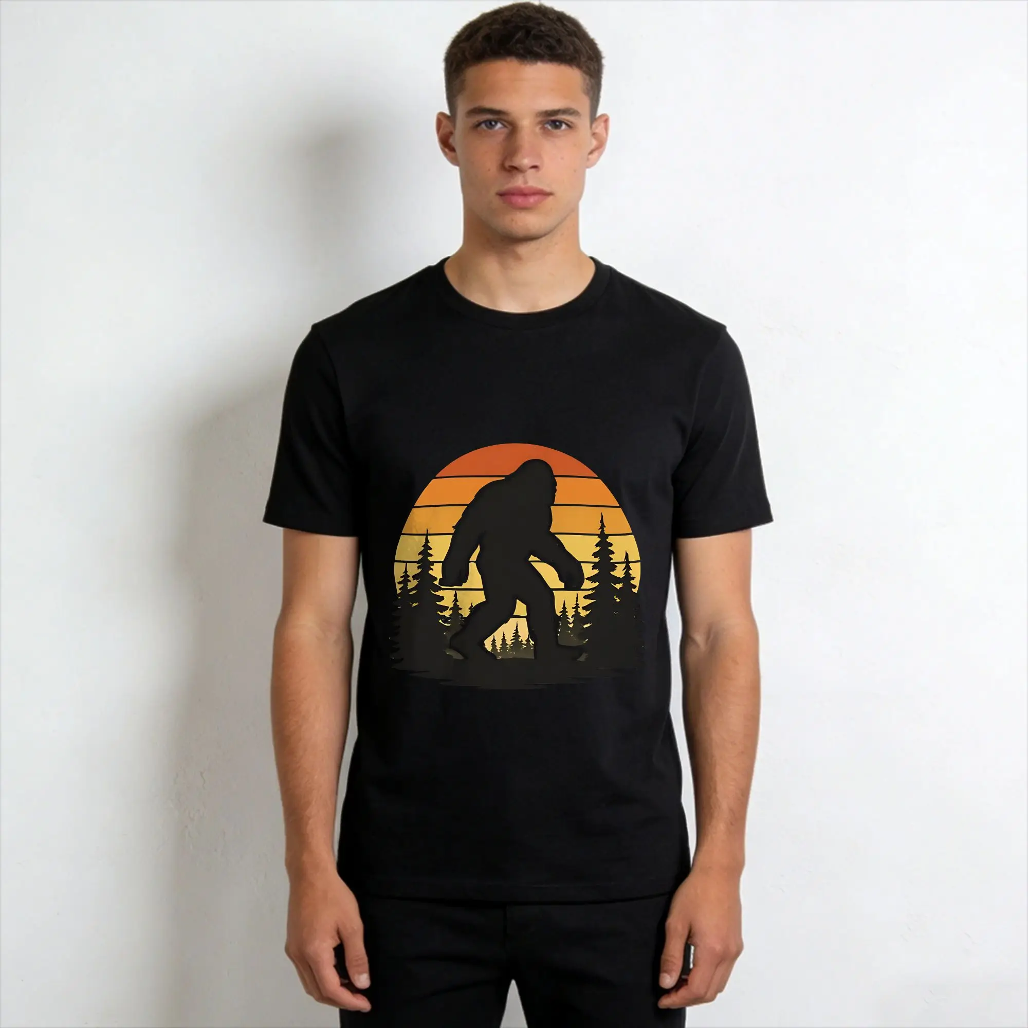 Bigfoot Hiking  T-Shirt Summer  Cotton T Shirts For Men Hip Hop Pattern Tee Shirt Short Sleeve Y2K Casual Clothes