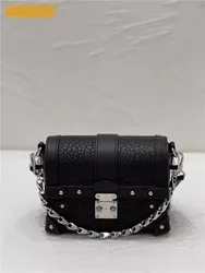 New Spring Summer New Chain Bag Fashion Small Box Bag Hasp Sheepskin Genuine Leather Single Shoulder Bags Casual Crossbody Bags