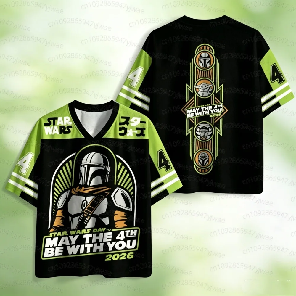 Summer Grogu Football Jersey Baby Yoda Mandalorian Men's Women's Kids T-Shirt Family Matching Party Gift Jersey Kids Adults Tees