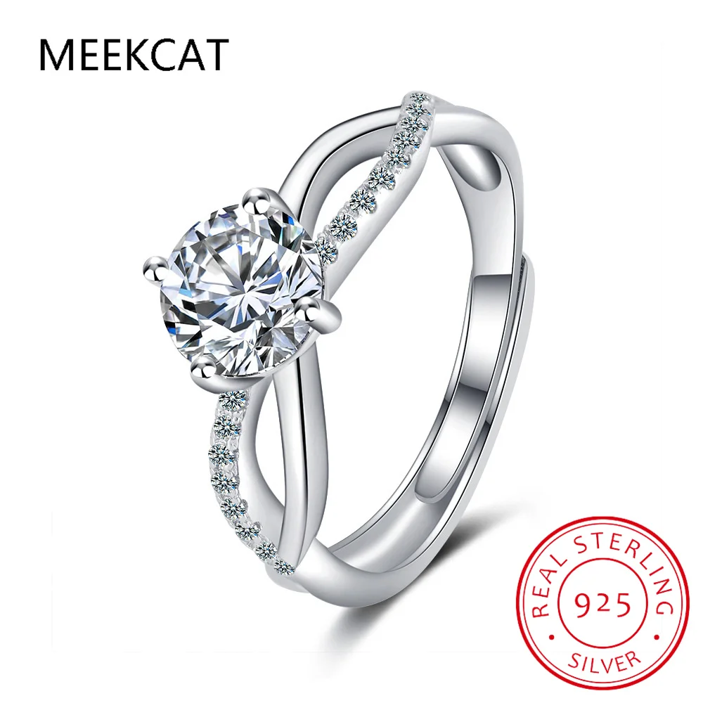 2ct Real Moissanite Solitaire Ring for Women Cross Hollow Marriage Proposal Ring S925 Silver Jewelry Created Diamond Band