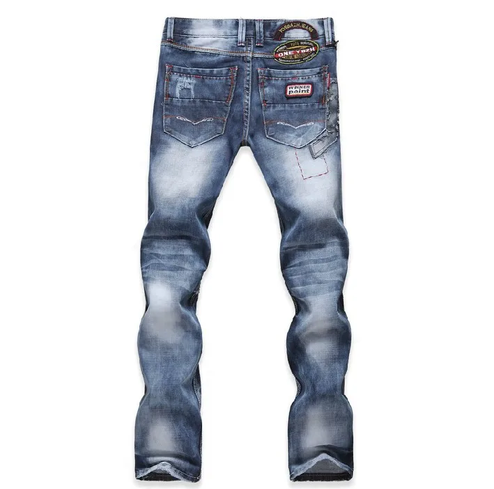 2022 New Trendy Washed Cotton Jeans With Holes Trendy Slim Denim Pants