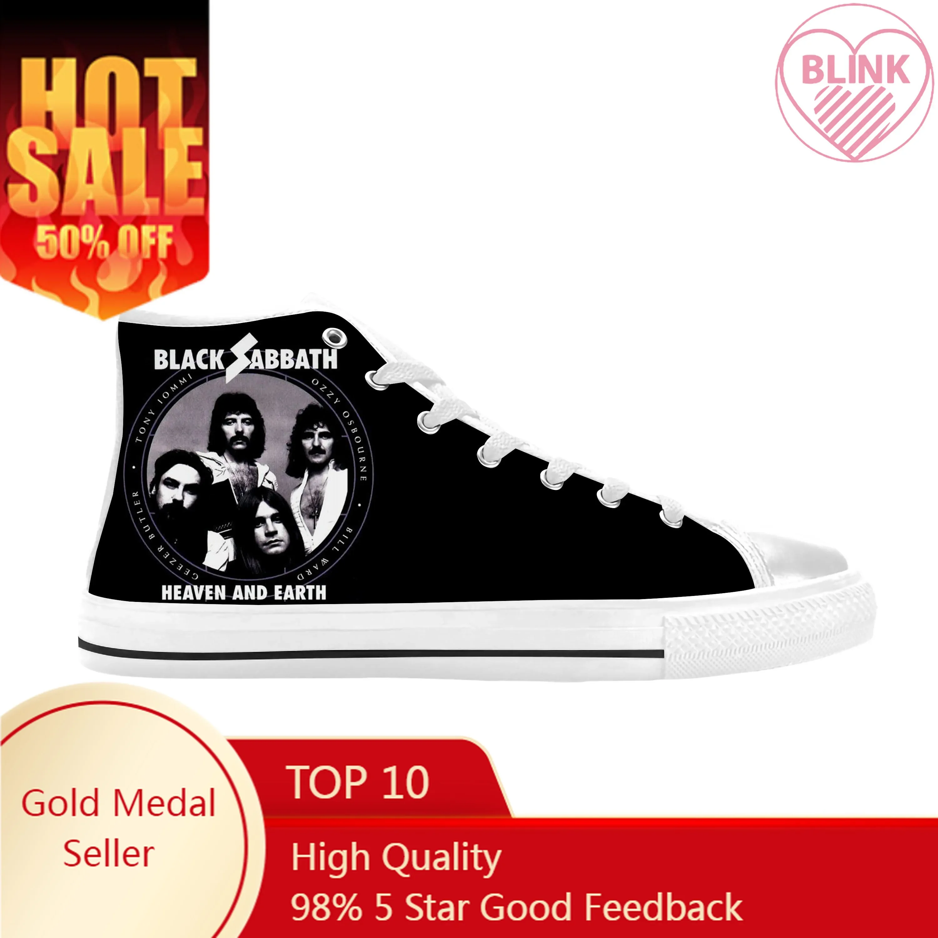 Sabbaths Heavy Metal Rock Band Singer Music Black Casual Cloth Shoes High Top Comfortable Breathable 3D Print Men Women Sneakers