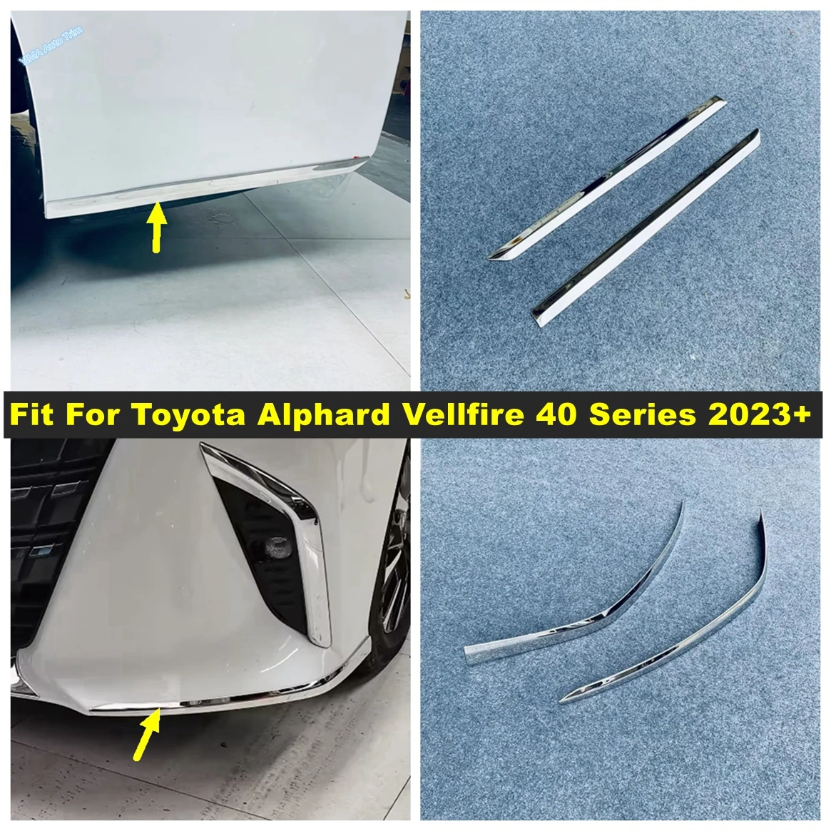 

Front + Rear Bumper Skid Protector Guard Plate Cover Trim For Toyota Alphard Vellfire 40 Series 2023 2024 Exterior Accessories