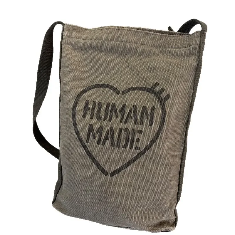 2026 HUMAN MADE Small Canvas Crossbody Tote Handbag Shoulder Bag Streetwear Unisex Daily Commute Casual