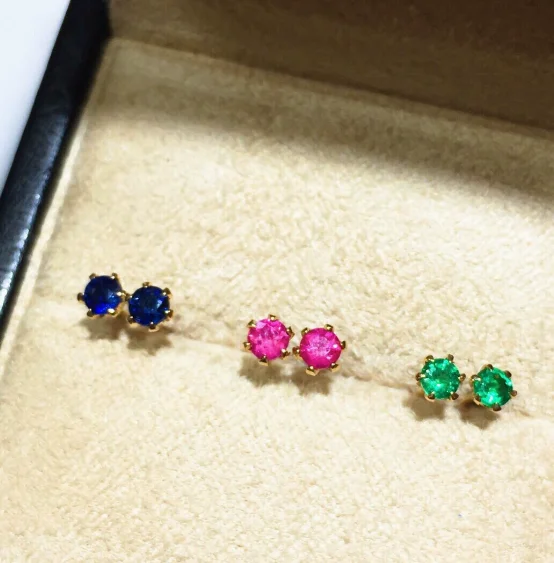 

18k gold earrings gemstone stud earrings for women