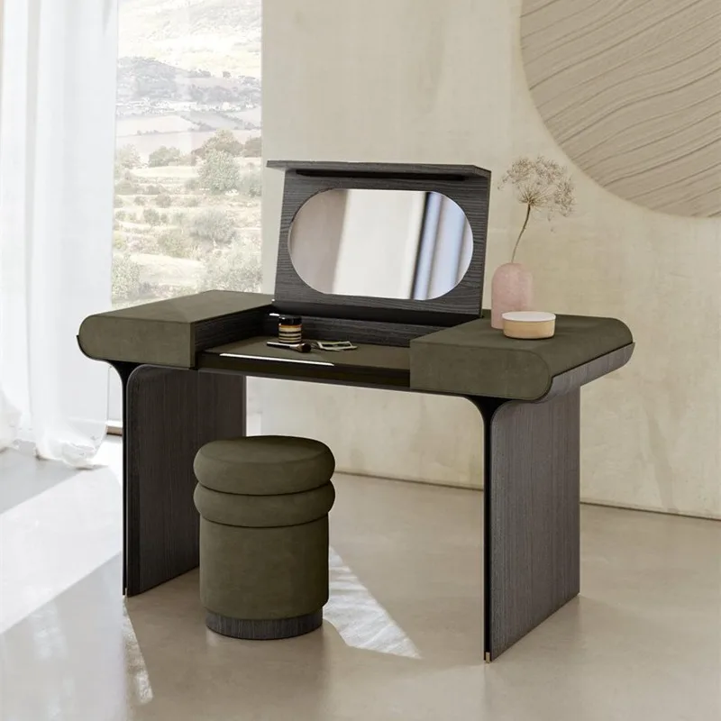 

Flip Black Vanity Table Mirror Bedroom Simple Hotel Living Room Vanity Table Modern Wood Girls Schminktisch Furniture For Home