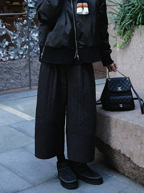 Pantalones de pierna ancha de cintura alta, pantalones informales de algodón para mujer, corte de bota, longitud de siete a nueve puntos, novedad de invierno