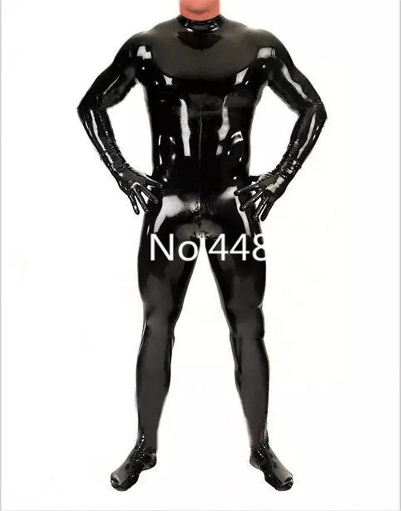 

Nature Latex Catsuit Men Zentai Bodysuit With Gloves and Socks Back Zip Party Wear Customized XS-XXXL