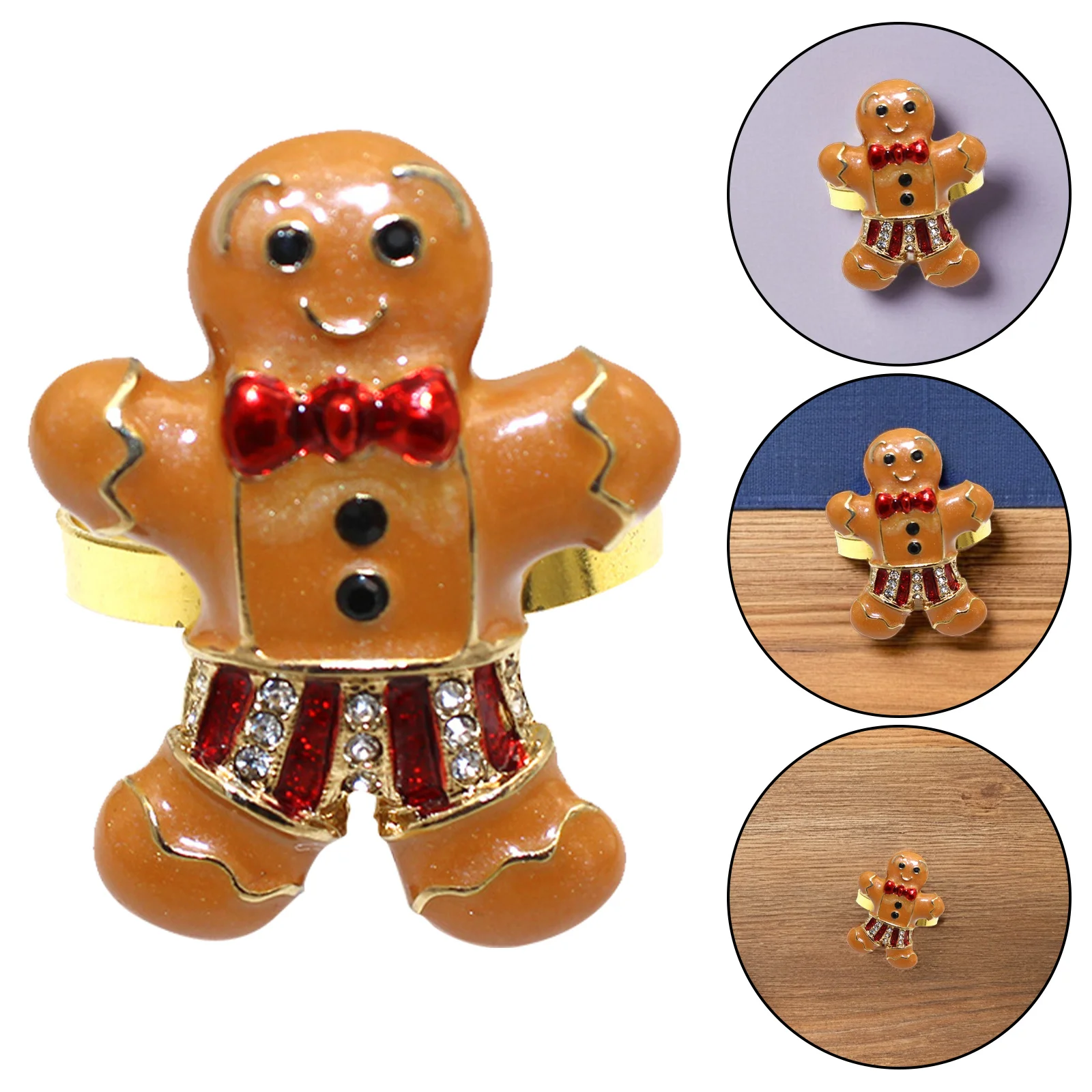 

4 Pcs Christmas Napkin Holders Gingerbread Man Napkins Buckle Buckles Rings Festive Birthday Party Supplies Serviette Decor