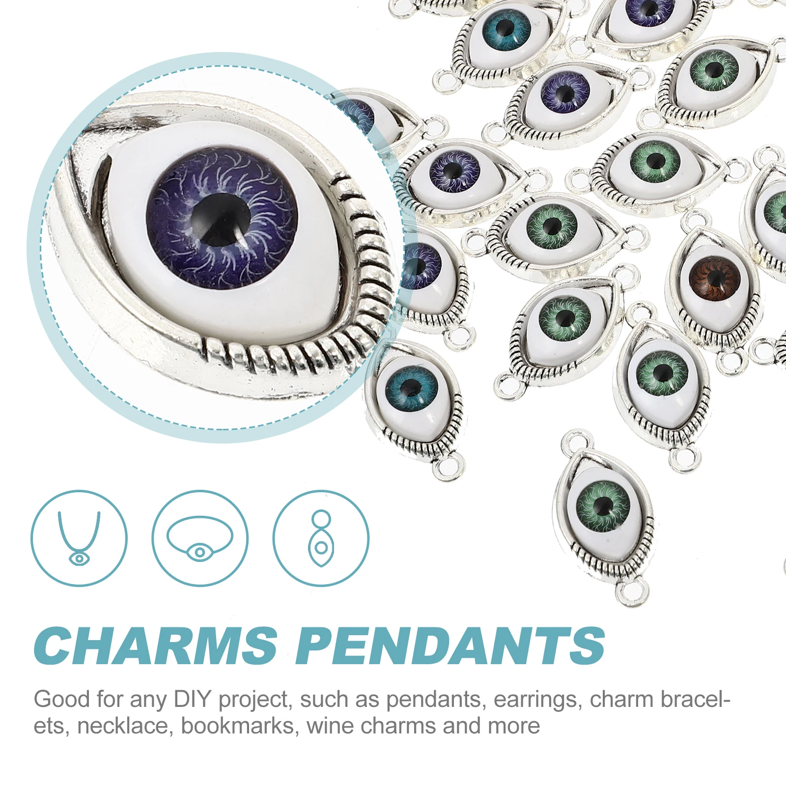 

40pcs Alloy Pendant Charm Jewelry Making Crafts Double Hanging Eye Demon Shape Findings Bracelet DIY Accessories
