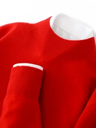 Men Mock-Neck Long Sleeve Cashmere Pullovers 100% Merino Wool Sweater Basic Soft Knitwear Spring Winter Men Clothing Top