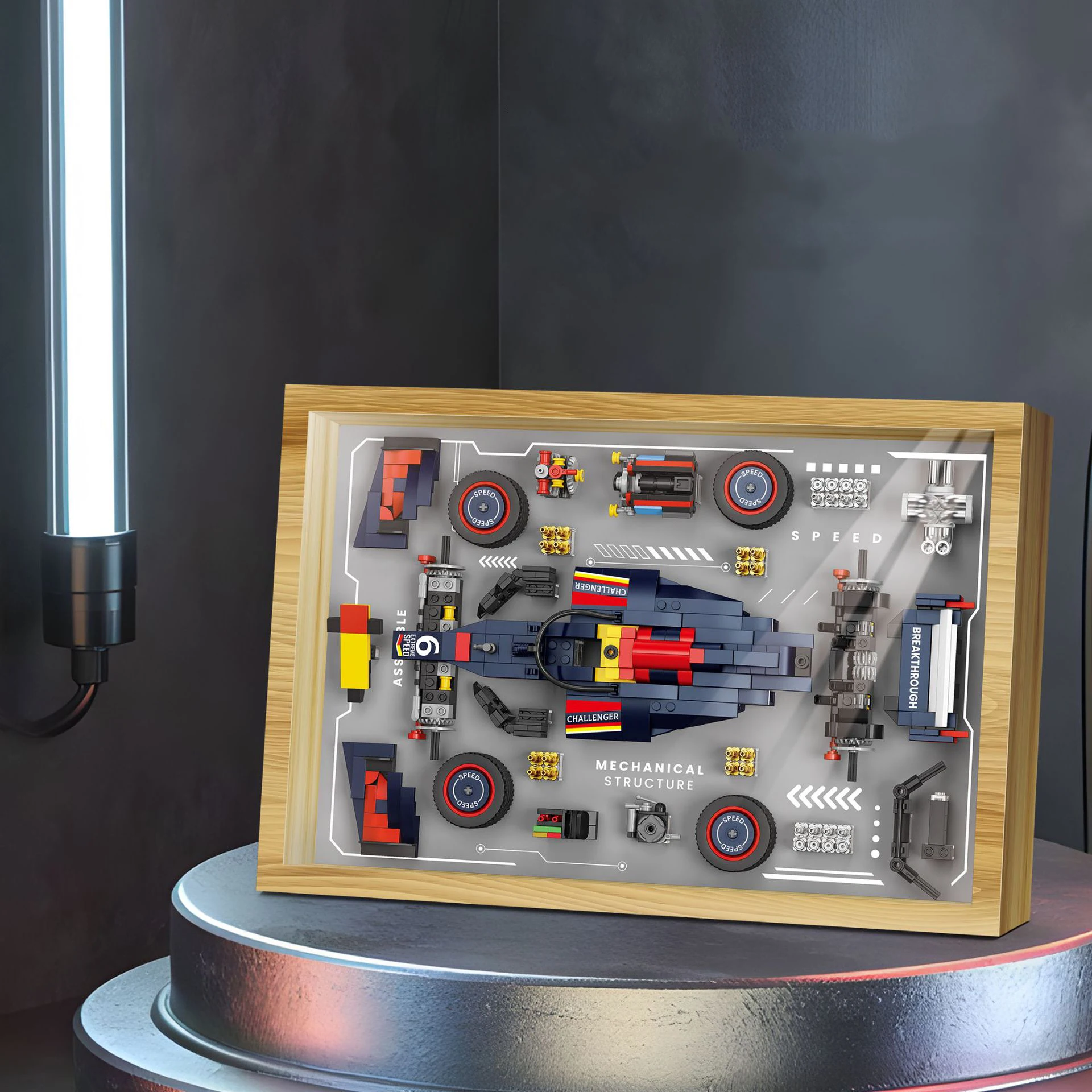 Geschwindigkeit Super Racing Auto Baustein Fahrzeug Mechanische Struktur 3D Foto Rahmen Ziegel Bau Modell Sets Spielzeug Für Geschenk