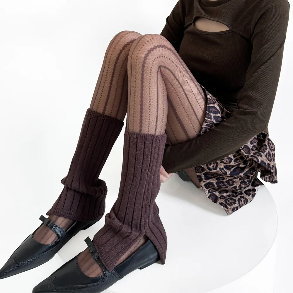 Y2k Lolita Hottie Women Pantyhose Elastic Vertical Stripes Leg Warmer Ultra Soft Slimming Shaping Thigh High Stockings Cosplay
