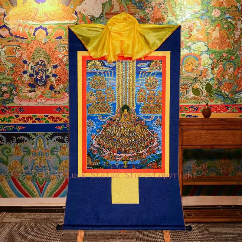 

GOOD 120cm large Buddhism Thangka HOME temple altar WALL Decor ART silk Sakyamuni Buddha Mandala Refuge Thang-ga painting