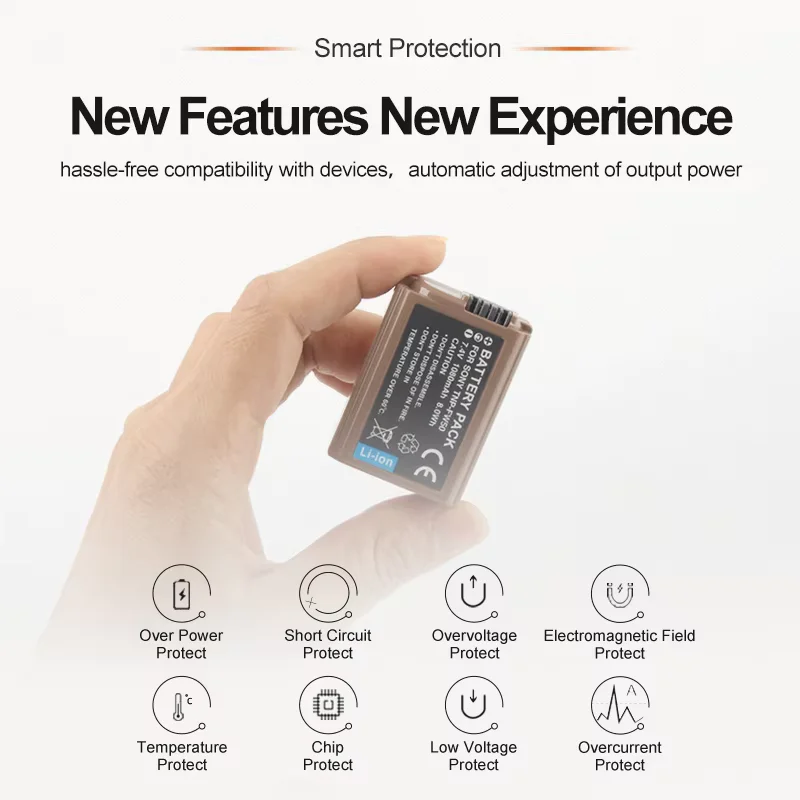 Batería de cámara TNP-FW50 NP FW50 de 1080mAh con entrada de carga tipo C para Sony Alpha a6500 a6300 a6000 a5000 a3000 NEX-3 a7R ZV-e1