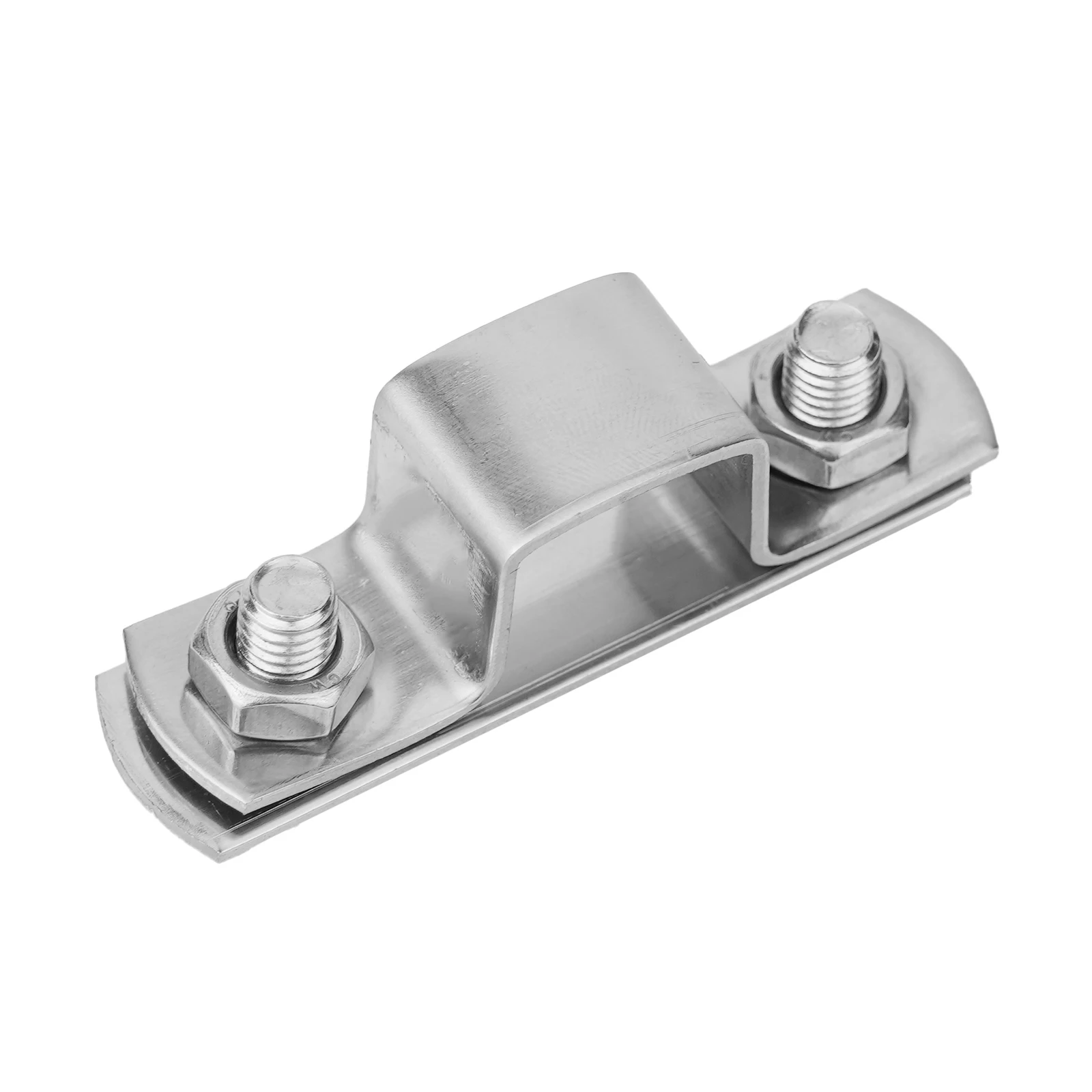 Stainless Steel U Connector for Mounting of Cylindrical Objects with Open End Configuration and 25mm x 25mm Bolt Pattern