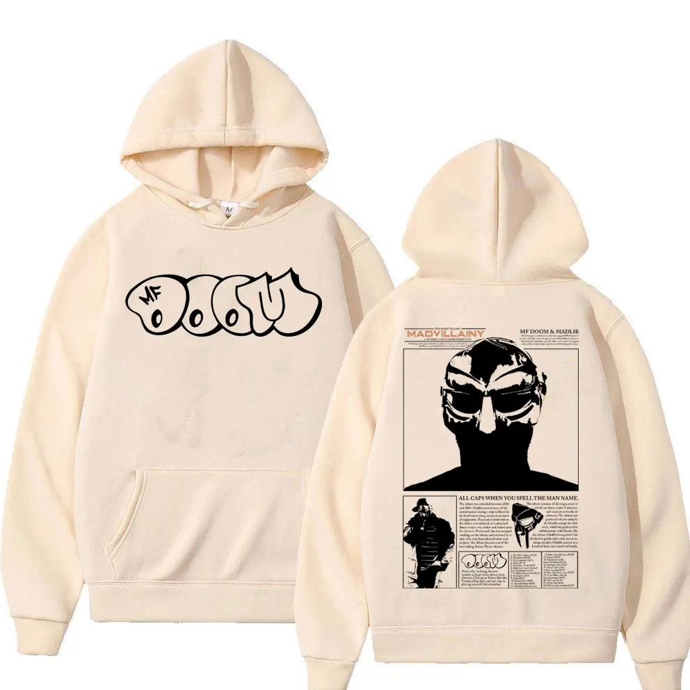 Sudadera con capucha de rapero Mf Doom para hombre y mujer, sudadera con estampado gráfico de álbum de música Madvillainy, sudadera de gran tamaño de Hip Hop, ropa de calle Vintage informal