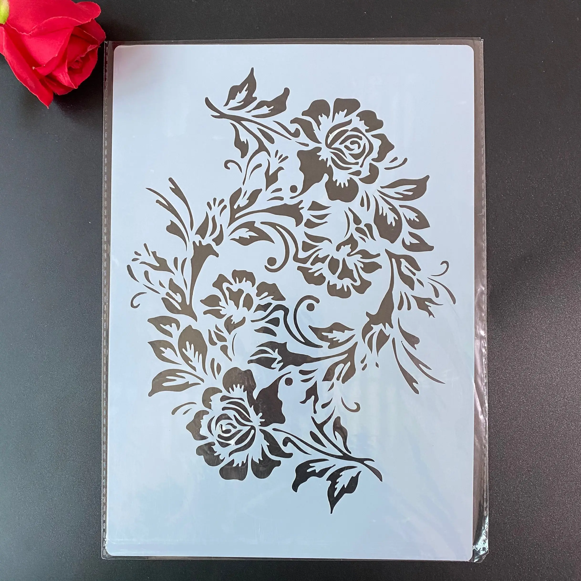 A4 Decorative Stencils 29cm DIY Wall Painting Scrapbook Coloring Embossing Albumfor painting and decor Flowers, leaves