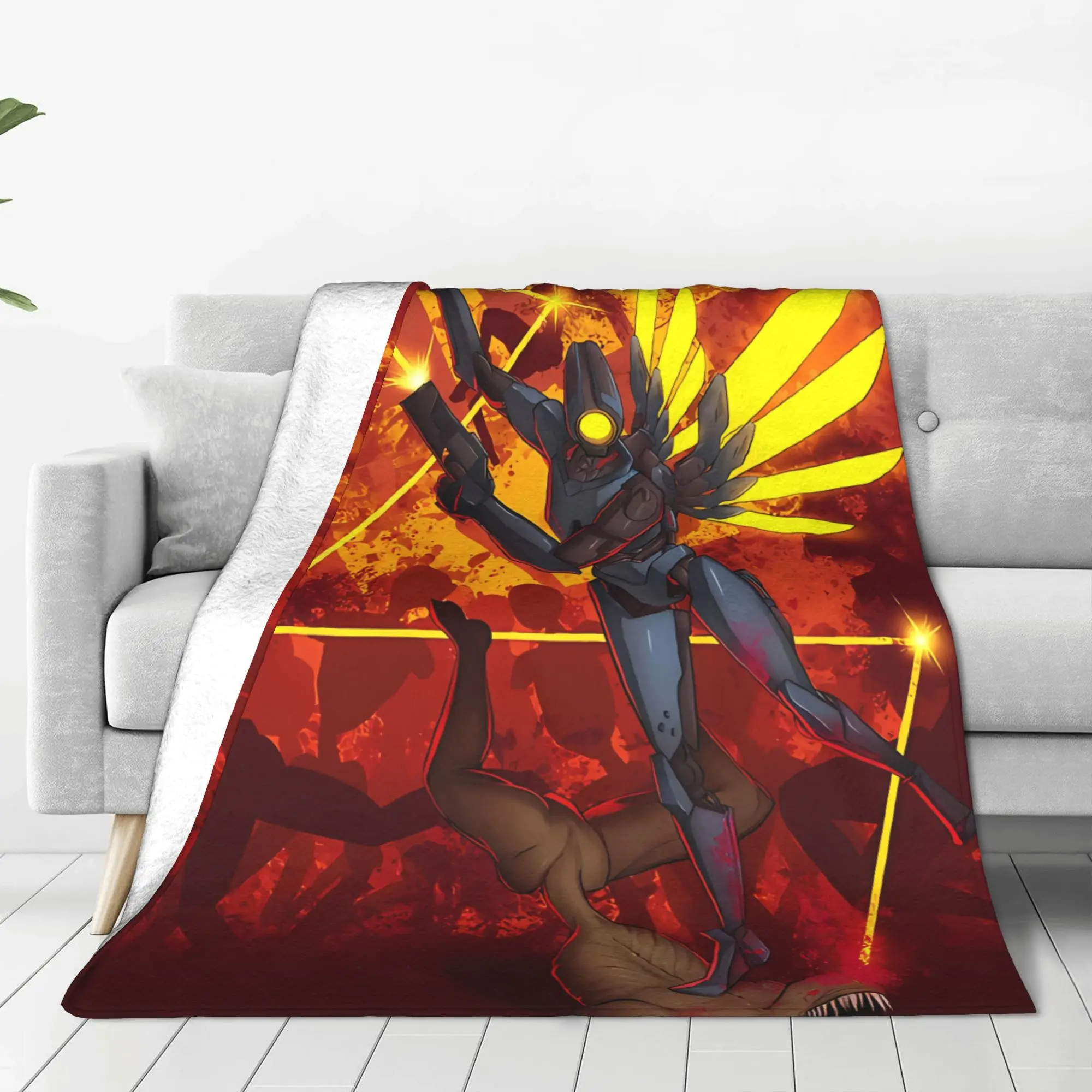 1PC Home Cute Room Decor Cyber Angel  Blanket Throw Blanket Ultrakill Novelty Warm Blanket All Season